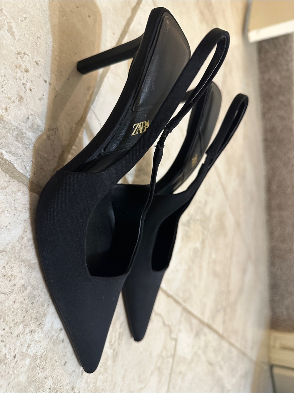 Never worn only tried on in house - Zara Matte Black Pointed Slingback Heels